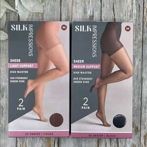 Silk Impressions Shimmer Sheer Pantyhose Stockings Sheer 2, 2-Packs M
